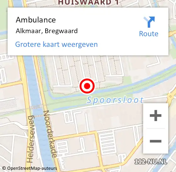 Locatie op kaart van de 112 melding: Ambulance Alkmaar, Bregwaard op 9 december 2024 12:16