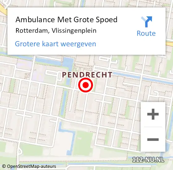 Locatie op kaart van de 112 melding: Ambulance Met Grote Spoed Naar Rotterdam, Vlissingenplein op 9 december 2024 12:18