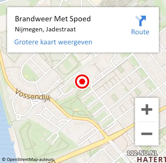 Locatie op kaart van de 112 melding: Brandweer Met Spoed Naar Nijmegen, Jadestraat op 9 december 2024 13:08