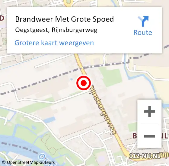 Locatie op kaart van de 112 melding: Brandweer Met Grote Spoed Naar Oegstgeest, Rijnsburgerweg op 9 december 2024 13:29