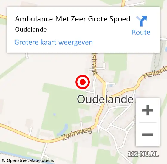 Locatie op kaart van de 112 melding: Ambulance Met Zeer Grote Spoed Naar Oudelande op 9 december 2024 14:11