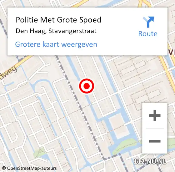 Locatie op kaart van de 112 melding: Politie Met Grote Spoed Naar Den Haag, Stavangerstraat op 9 december 2024 14:27