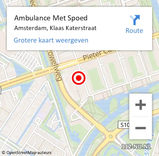 Locatie op kaart van de 112 melding: Ambulance Met Spoed Naar Amsterdam, Klaas Katerstraat op 9 december 2024 14:27