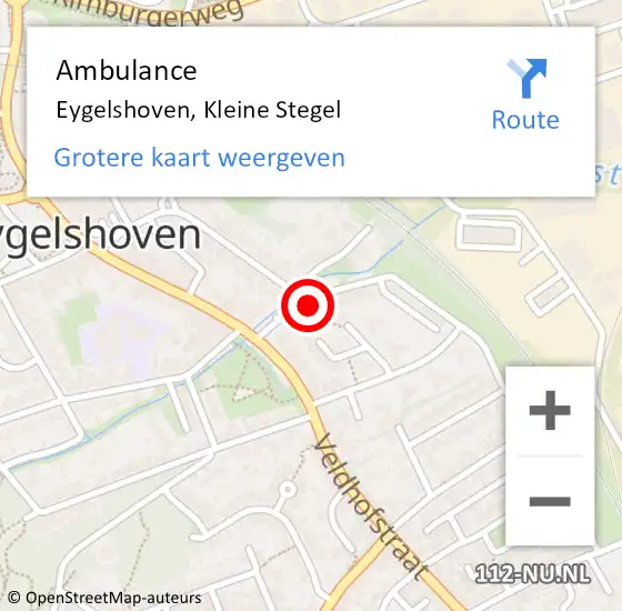 Locatie op kaart van de 112 melding: Ambulance Eygelshoven, Kleine Stegel op 29 oktober 2014 19:22