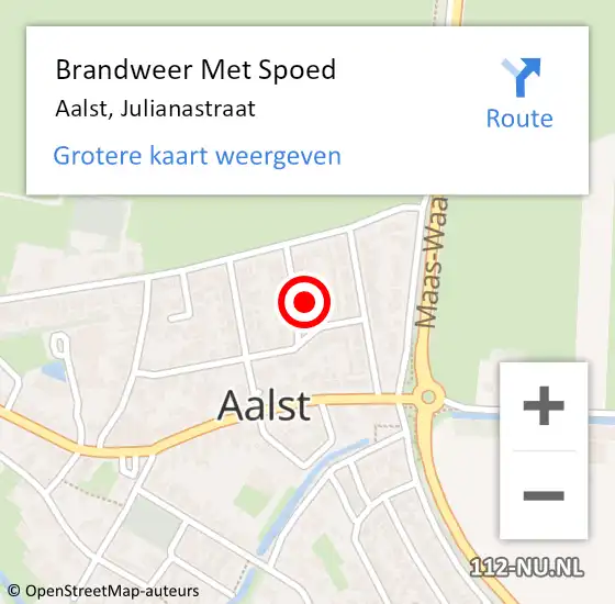 Locatie op kaart van de 112 melding: Brandweer Met Spoed Naar Aalst, Julianastraat op 9 december 2024 14:29