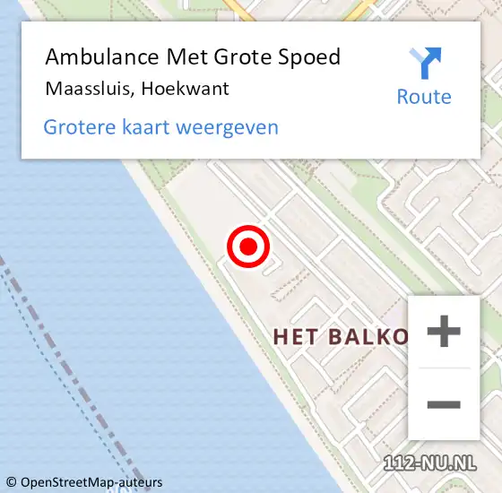 Locatie op kaart van de 112 melding: Ambulance Met Grote Spoed Naar Maassluis, Hoekwant op 9 december 2024 14:35