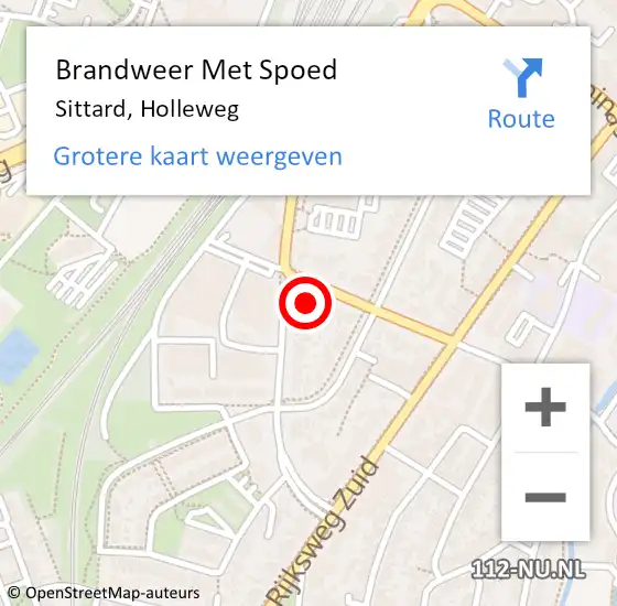 Locatie op kaart van de 112 melding: Brandweer Met Spoed Naar Sittard, Holleweg op 9 december 2024 14:38