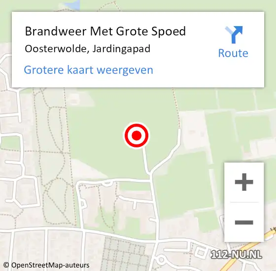 Locatie op kaart van de 112 melding: Brandweer Met Grote Spoed Naar Oosterwolde, Jardingapad op 9 december 2024 14:46