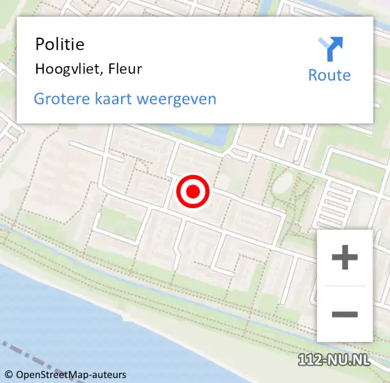 Locatie op kaart van de 112 melding: Politie Hoogvliet, Fleur op 9 december 2024 14:49