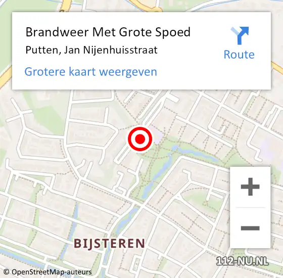 Locatie op kaart van de 112 melding: Brandweer Met Grote Spoed Naar Putten, Jan Nijenhuisstraat op 9 december 2024 14:49