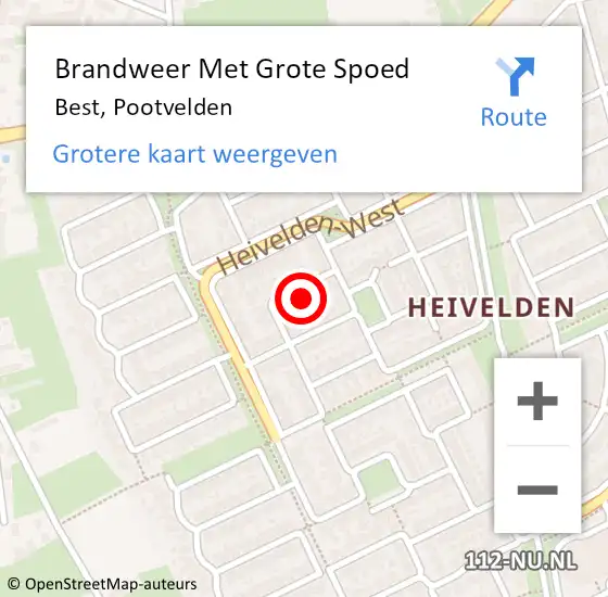 Locatie op kaart van de 112 melding: Brandweer Met Grote Spoed Naar Best, Pootvelden op 9 december 2024 14:52