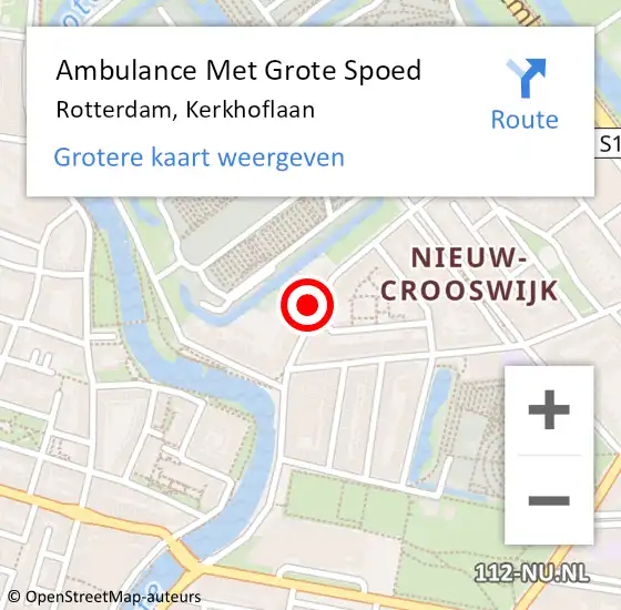 Locatie op kaart van de 112 melding: Ambulance Met Grote Spoed Naar Rotterdam, Kerkhoflaan op 9 december 2024 15:38