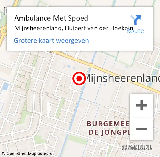 Locatie op kaart van de 112 melding: Ambulance Met Spoed Naar Mijnsheerenland, Huibert van der Hoekpln op 9 december 2024 15:51