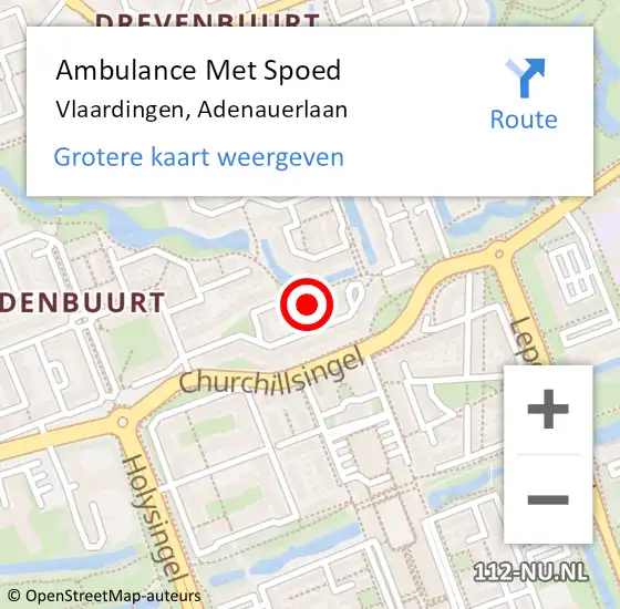 Locatie op kaart van de 112 melding: Ambulance Met Spoed Naar Vlaardingen, Adenauerlaan op 9 december 2024 15:58