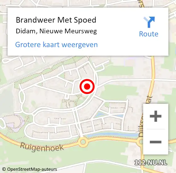 Locatie op kaart van de 112 melding: Brandweer Met Spoed Naar Didam, Nieuwe Meursweg op 9 december 2024 16:02