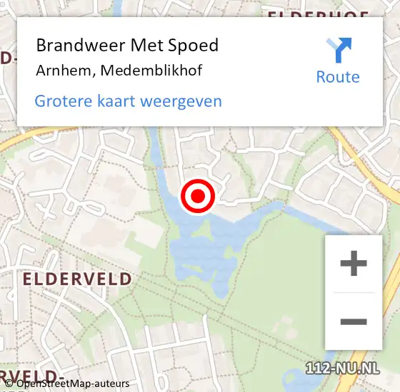 Locatie op kaart van de 112 melding: Brandweer Met Spoed Naar Arnhem, Medemblikhof op 9 december 2024 16:35