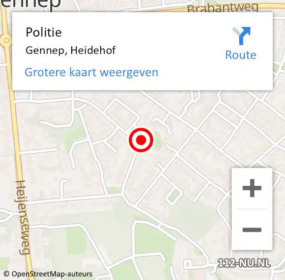 Locatie op kaart van de 112 melding: Politie Gennep, Heidehof op 9 december 2024 16:46