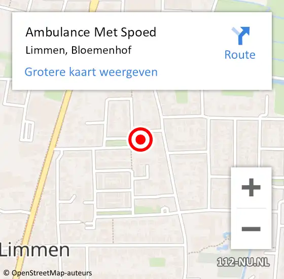 Locatie op kaart van de 112 melding: Ambulance Met Spoed Naar Limmen, Bloemenhof op 9 december 2024 16:51