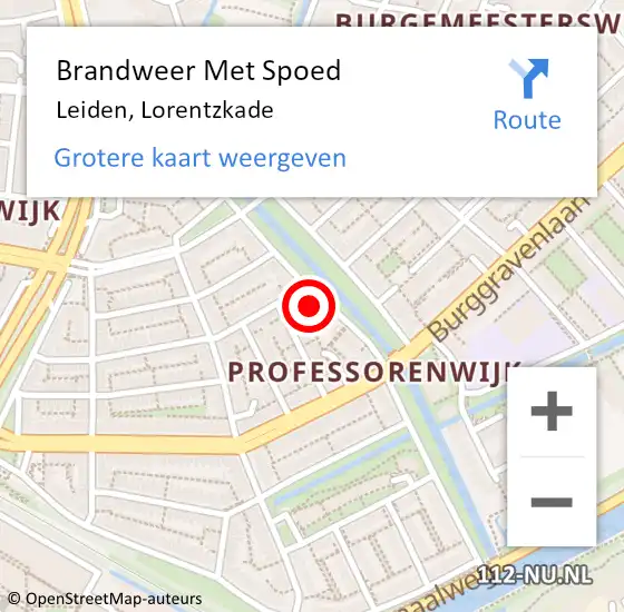 Locatie op kaart van de 112 melding: Brandweer Met Spoed Naar Leiden, Lorentzkade op 9 december 2024 17:05