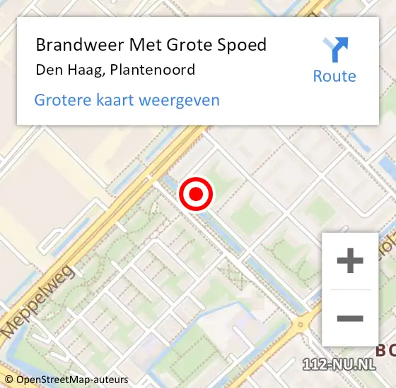 Locatie op kaart van de 112 melding: Brandweer Met Grote Spoed Naar Den Haag, Plantenoord op 9 december 2024 17:07