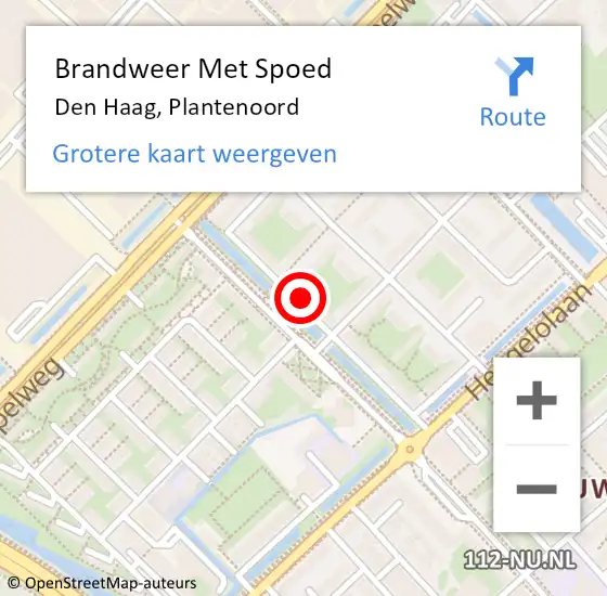 Locatie op kaart van de 112 melding: Brandweer Met Spoed Naar Den Haag, Plantenoord op 9 december 2024 17:08