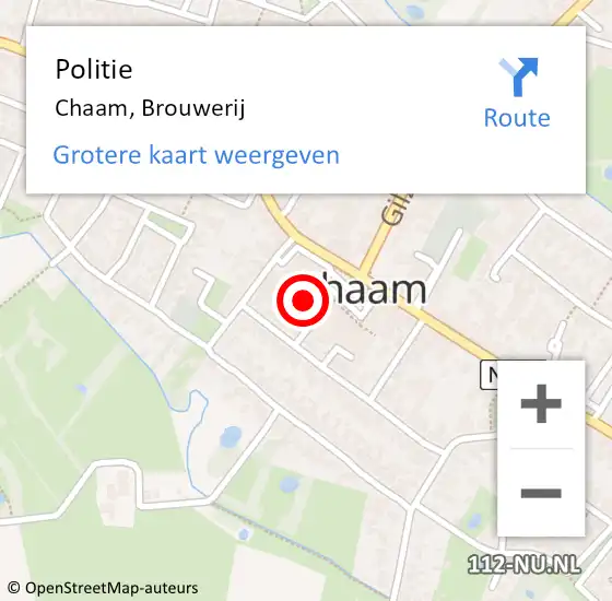 Locatie op kaart van de 112 melding: Politie Chaam, Brouwerij op 9 december 2024 17:18