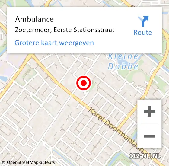 Locatie op kaart van de 112 melding: Ambulance Zoetermeer, Eerste Stationsstraat op 9 december 2024 17:37