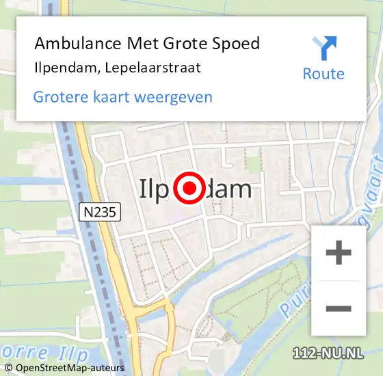 Locatie op kaart van de 112 melding: Ambulance Met Grote Spoed Naar Ilpendam, Lepelaarstraat op 9 december 2024 17:43