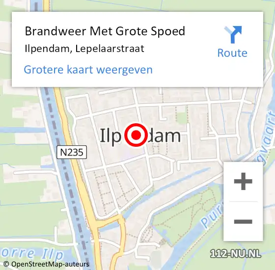 Locatie op kaart van de 112 melding: Brandweer Met Grote Spoed Naar Ilpendam, Lepelaarstraat op 9 december 2024 17:44