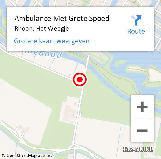 Locatie op kaart van de 112 melding: Ambulance Met Grote Spoed Naar Rhoon, Het Weegje op 9 december 2024 17:48