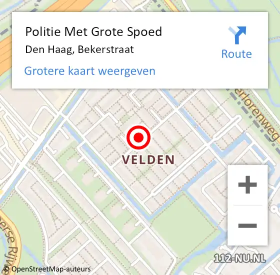 Locatie op kaart van de 112 melding: Politie Met Grote Spoed Naar Den Haag, Bekerstraat op 9 december 2024 17:51