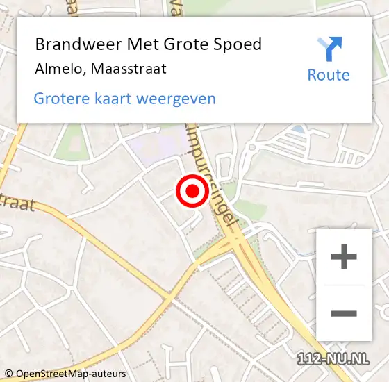 Locatie op kaart van de 112 melding: Brandweer Met Grote Spoed Naar Almelo, Maasstraat op 9 december 2024 17:54