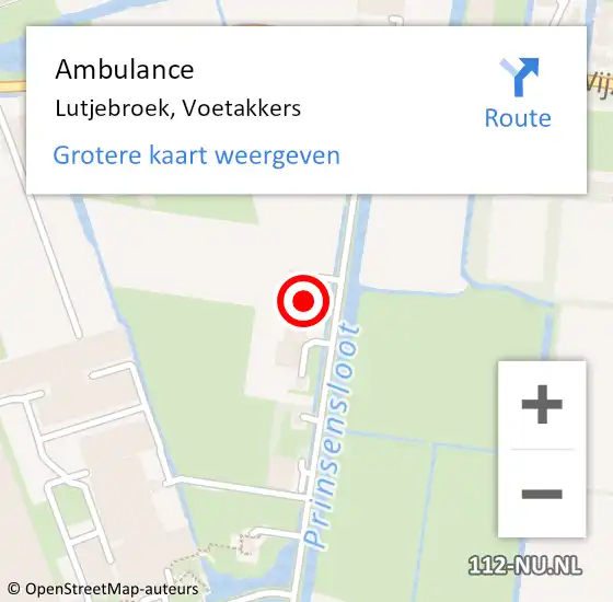 Locatie op kaart van de 112 melding: Ambulance Lutjebroek, Voetakkers op 9 december 2024 18:04