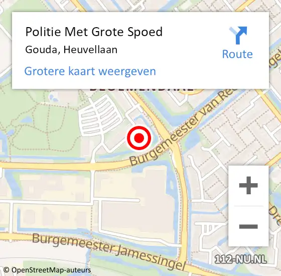 Locatie op kaart van de 112 melding: Politie Met Grote Spoed Naar Gouda, Heuvellaan op 9 december 2024 18:22