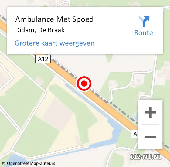 Locatie op kaart van de 112 melding: Ambulance Met Spoed Naar Didam, De Braak op 29 oktober 2014 19:57