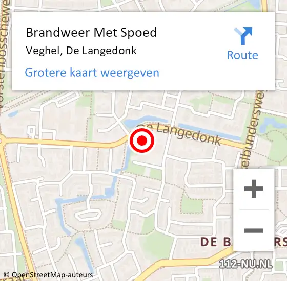 Locatie op kaart van de 112 melding: Brandweer Met Spoed Naar Veghel, De Langedonk op 9 december 2024 18:29