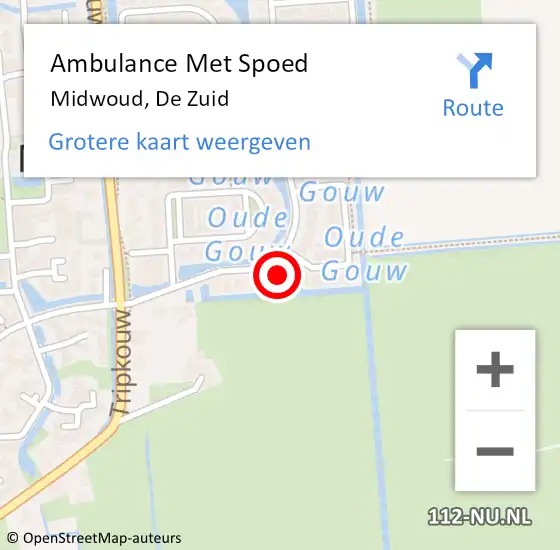 Locatie op kaart van de 112 melding: Ambulance Met Spoed Naar Midwoud, De Zuid op 9 december 2024 18:40