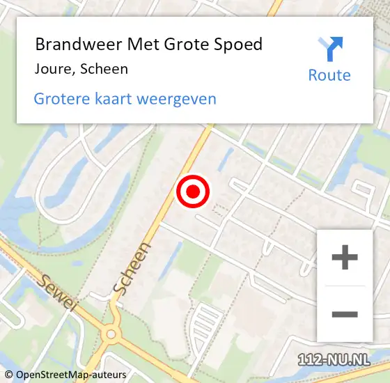 Locatie op kaart van de 112 melding: Brandweer Met Grote Spoed Naar Joure, Scheen op 9 december 2024 18:49