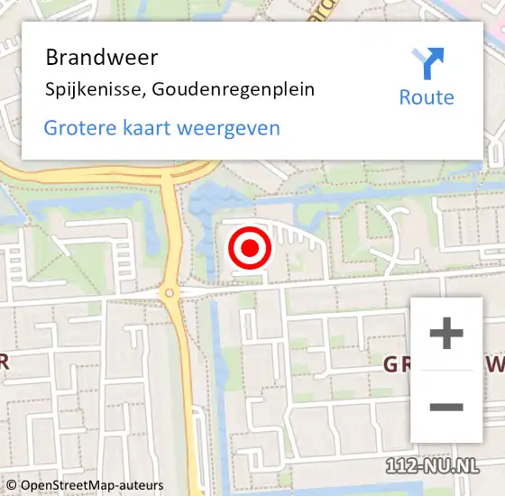 Locatie op kaart van de 112 melding: Brandweer Spijkenisse, Goudenregenplein op 9 december 2024 19:14