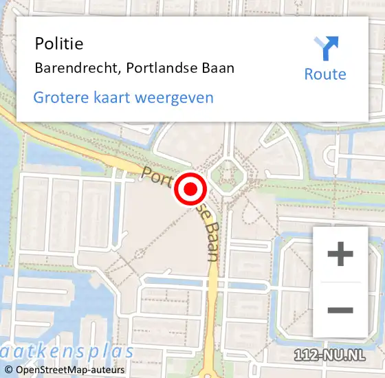 Locatie op kaart van de 112 melding: Politie Barendrecht, Portlandse Baan op 9 december 2024 19:16