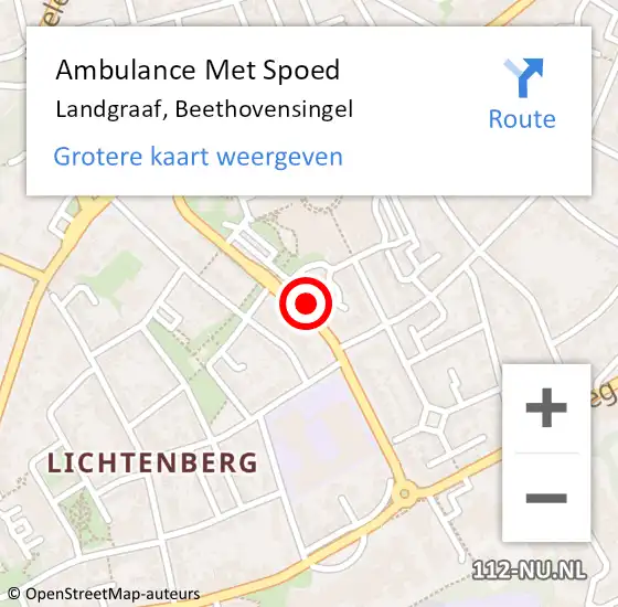 Locatie op kaart van de 112 melding: Ambulance Met Spoed Naar Landgraaf, Beethovensingel op 29 oktober 2014 20:01