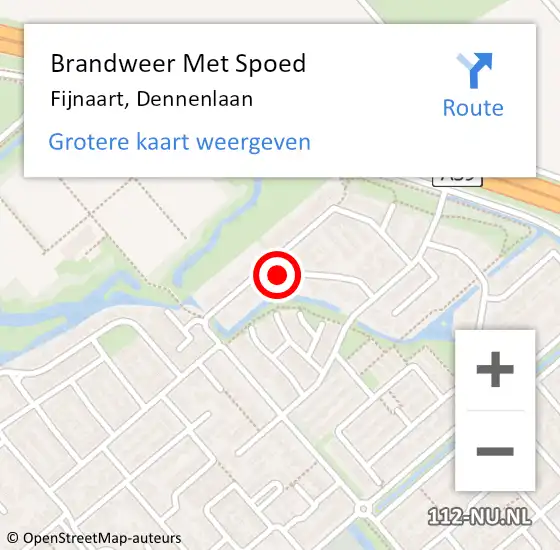 Locatie op kaart van de 112 melding: Brandweer Met Spoed Naar Fijnaart, Dennenlaan op 9 december 2024 19:23