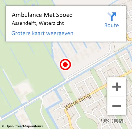 Locatie op kaart van de 112 melding: Ambulance Met Spoed Naar Assendelft, Waterzicht op 9 december 2024 19:41