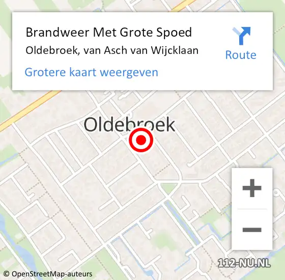 Locatie op kaart van de 112 melding: Brandweer Met Grote Spoed Naar Oldebroek, van Asch van Wijcklaan op 9 december 2024 19:45