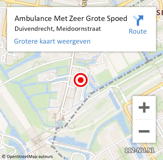 Locatie op kaart van de 112 melding: Ambulance Met Zeer Grote Spoed Naar Duivendrecht, Meidoornstraat op 9 december 2024 19:54