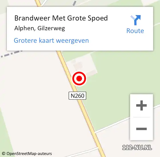 Locatie op kaart van de 112 melding: Brandweer Met Grote Spoed Naar Alphen, Gilzerweg op 9 december 2024 20:24