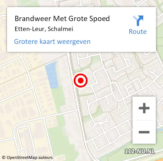 Locatie op kaart van de 112 melding: Brandweer Met Grote Spoed Naar Etten-Leur, Schalmei op 9 december 2024 21:05