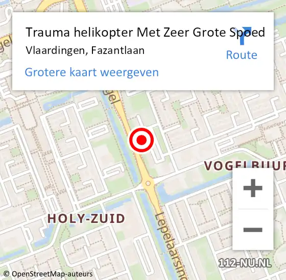 Locatie op kaart van de 112 melding: Trauma helikopter Met Zeer Grote Spoed Naar Vlaardingen, Fazantlaan op 9 december 2024 21:17