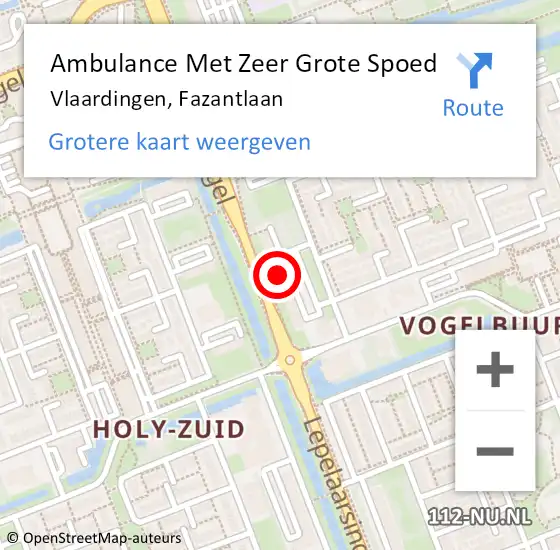 Locatie op kaart van de 112 melding: Ambulance Met Zeer Grote Spoed Naar Vlaardingen, Fazantlaan op 9 december 2024 21:21