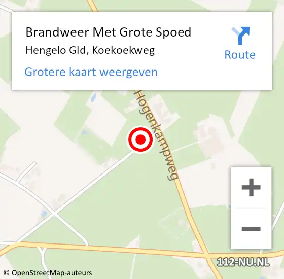 Locatie op kaart van de 112 melding: Brandweer Met Grote Spoed Naar Hengelo, Koekoekweg op 9 december 2024 21:38